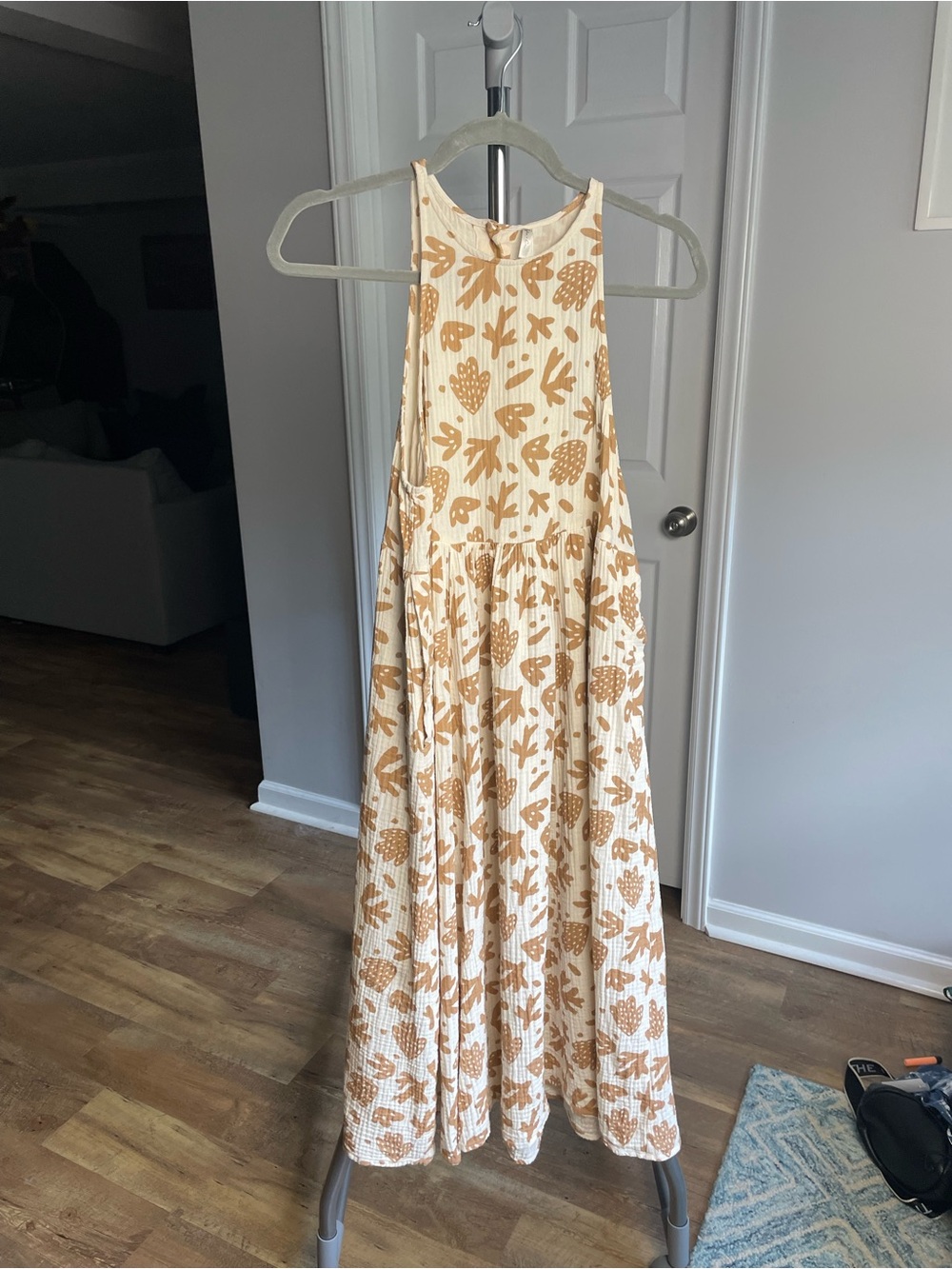 Rylee + Cru Sleeveless Cream Maxi Dress with Tan Floral Print